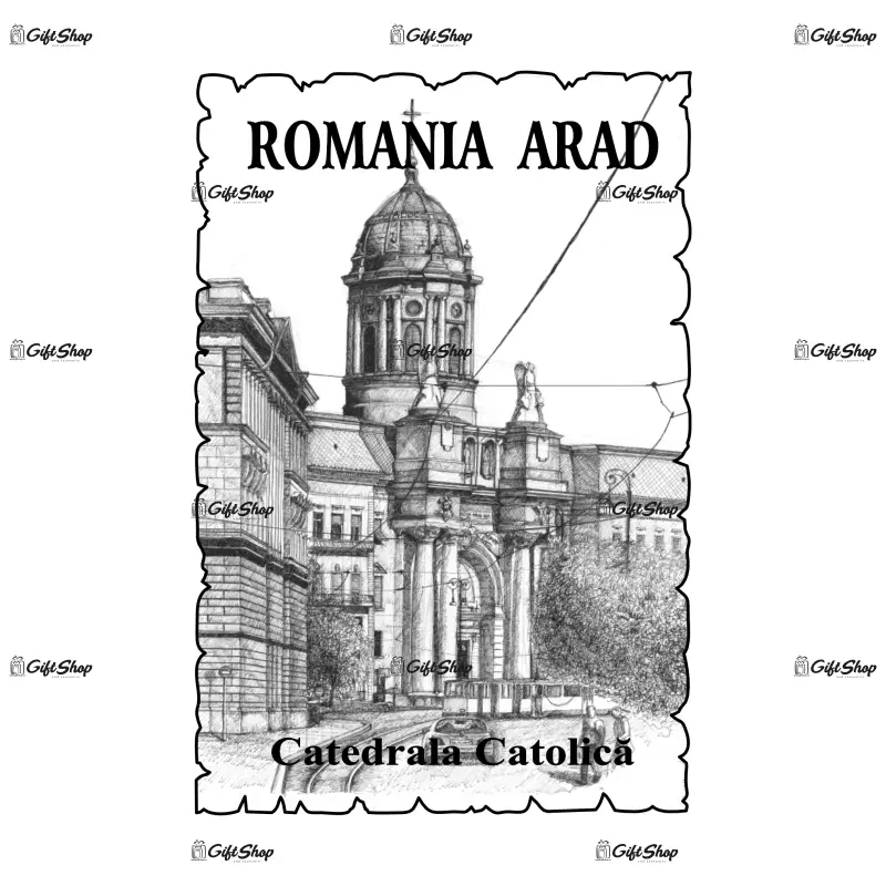 Arad, romania, catedrala catolica, magnet frigider mgs010